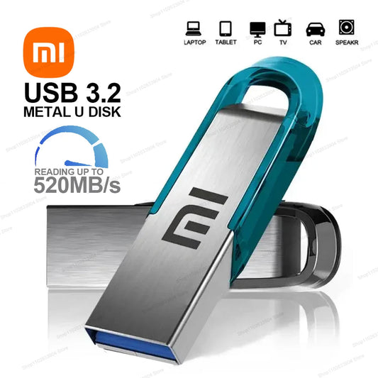 Xiaomi USB 3.2 Flash Drives 2TB Metal Pen Drive 1TB 512GB High Speed USB Drive 128GB For Computer Storage Devices Memoria U Disk Techelectronicx