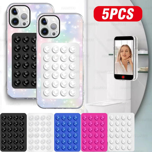 5-1Pack Strong Grip Holder Adhesive Silicone Suction Phone Case Mount Anti-Slip Hands-Free Sticky Cell Phone Grip Stands Techelectronicx