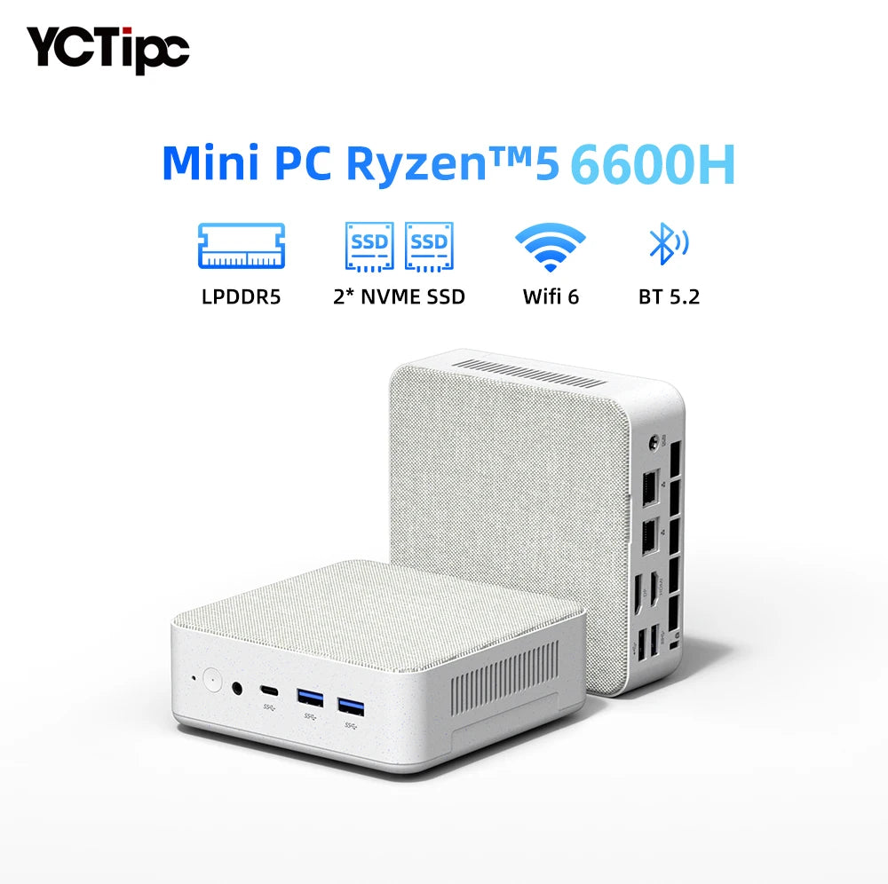 YCTipc Mini PC AMD R5 6600H 6-core 12-thread Computer 16GB DDR5 512GB PCIe 3.0 SSD WiFi 6 BT5.2 Mini PC Desktop Computer TechElect