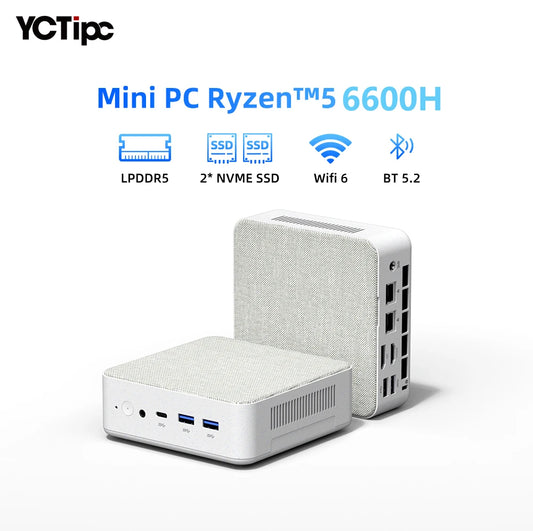 YCTipc Mini PC AMD R5 6600H 6-core 12-thread Computer 16GB DDR5 512GB PCIe 3.0 SSD WiFi 6 BT5.2 Mini PC Desktop Computer TechElect