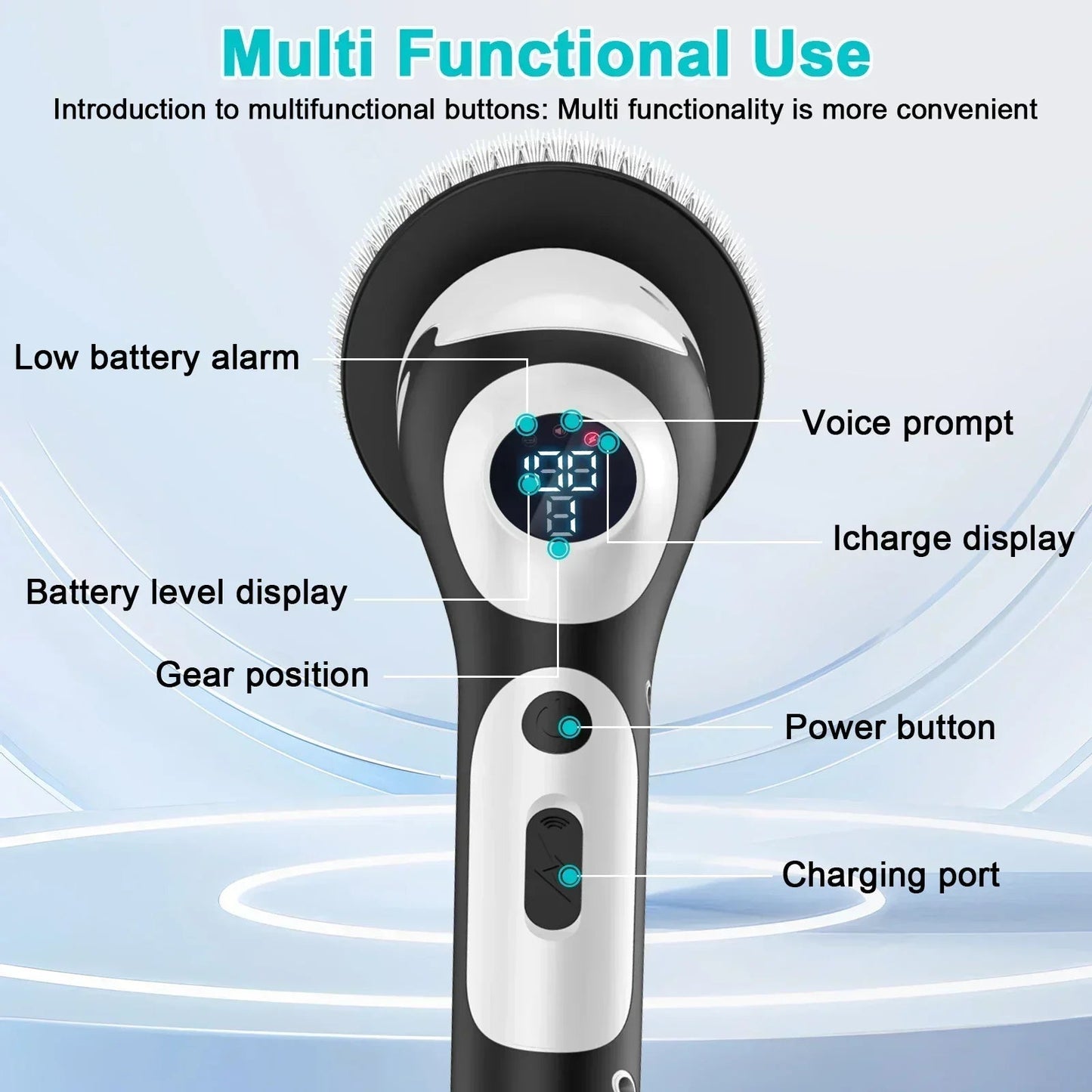 11 in 1 Electric Spin Scrubber Cordless Cleaning Brush with 9 Replaceable Brush Heads for Bathroom Shower Bathtub Glass Car Techelectronicx