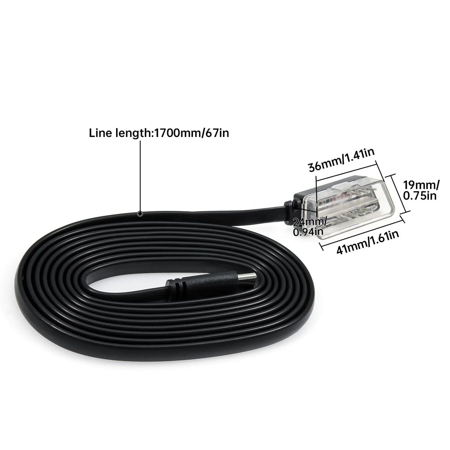 1.8M Obd2 Cable Wire Fit P24 P10-Pro Car Head Up Display Cable Type-C Connecting Line Diagnosis Tool Switch OBDII HUD Adapter Techelectronicx