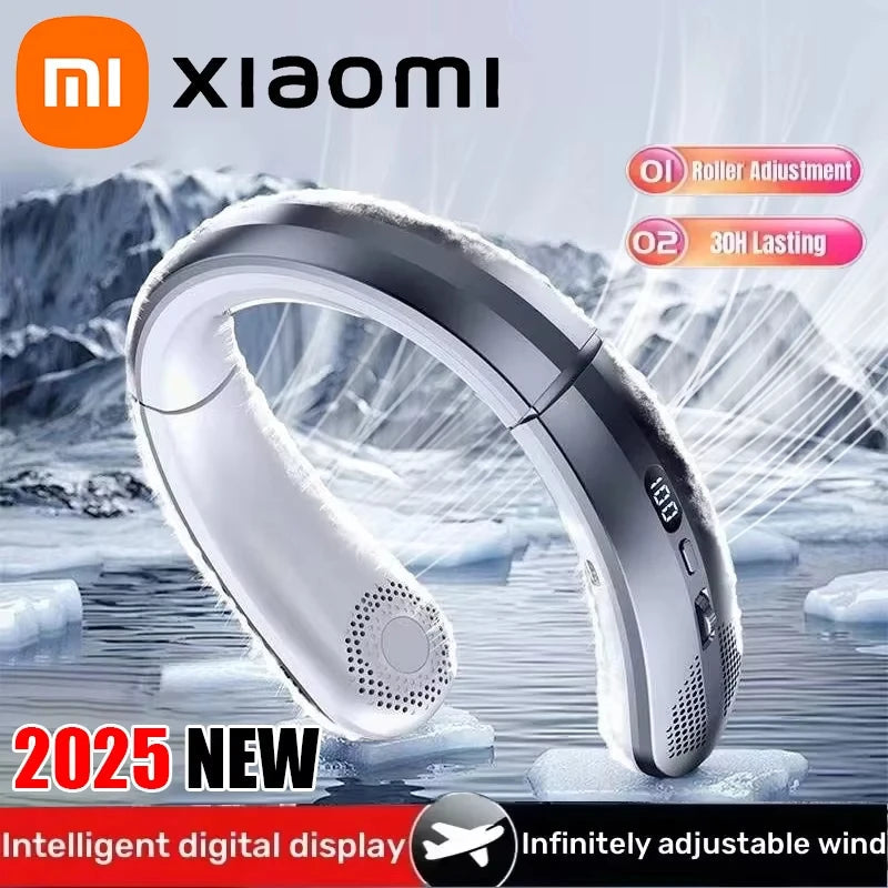 Xiaomi 8000mAh Hanging Neck Fan USB Portable Bladeless Mini Rechargeable Mute LED Digital Display Electric Fans Air Cooler Hot Techelectronicx