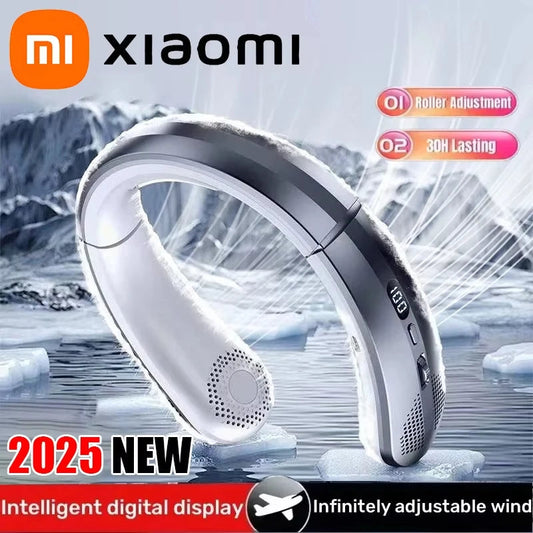 Xiaomi 8000mAh Hanging Neck Fan USB Portable Bladeless Mini Rechargeable Mute LED Digital Display Electric Fans Air Cooler Hot Techelectronicx