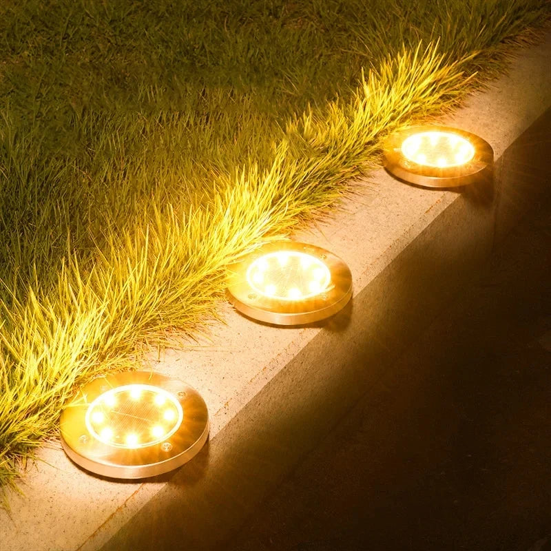 1/4Pack Solar Lights Outdoor 8 LEDs Disk Underground Lamp Spotlight Buried Solar Light for Home Garden Lawn Yard Decoration Techelectronicx