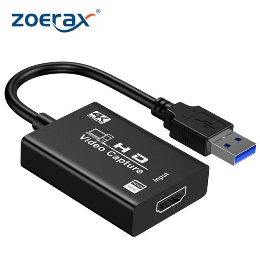 ZOERAX HDMI TO USB 3.0 Capture Card 4K Input/1080P 60Hz Recording Compatible with Windows/Mac/Linux, HD video capture Techelectronicx