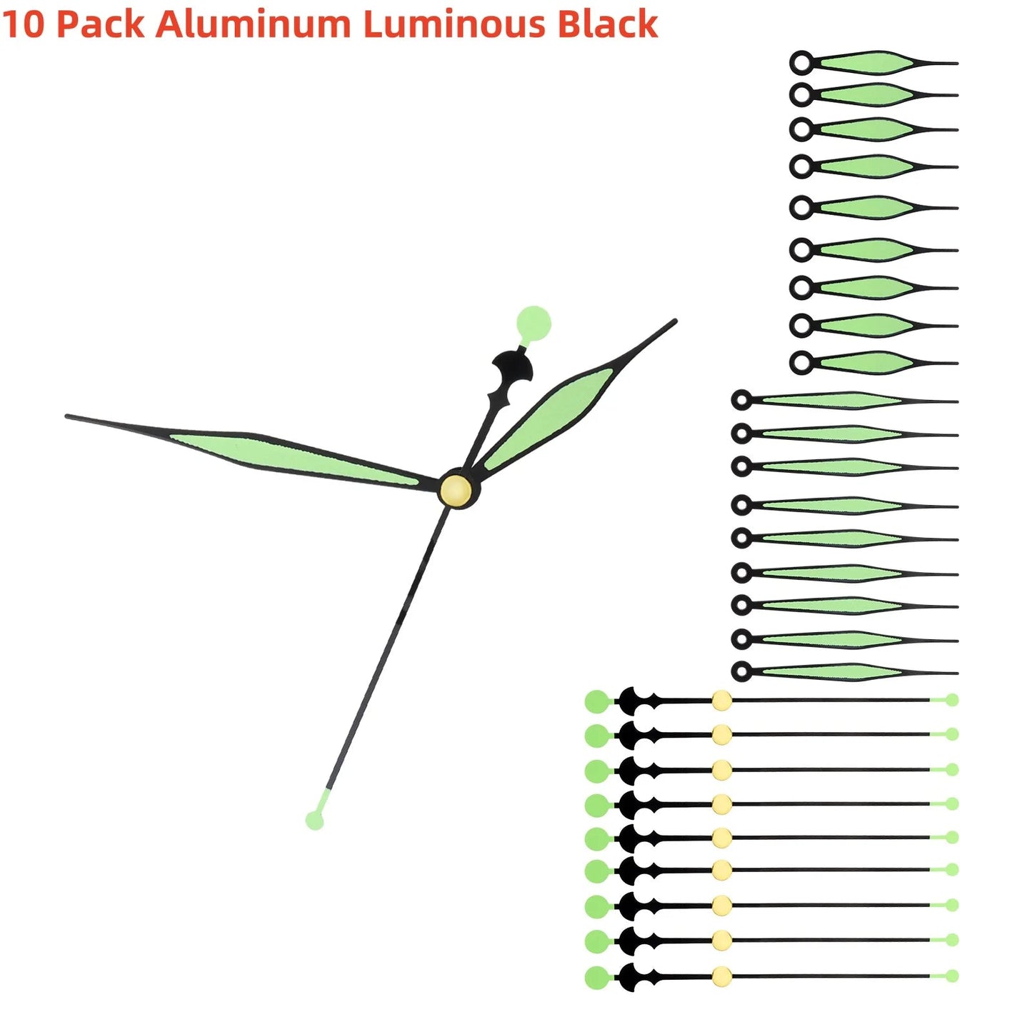 10 Pack Aluminum Black Replacement Clock Hands Kit for Wall Clock Repair, Clock Hands Parts Replacement Techelectronicx