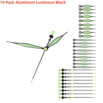 10 Pack Aluminum Black Replacement Clock Hands Kit for Wall Clock Repair, Clock Hands Parts Replacement Techelectronicx
