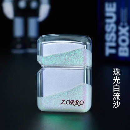 ZORRO Luminous Quicksand Windproof Kerosene Lighter Classic Grinding Wheel Ignite Brilliant Colors Lighters Gadgets Men's Gift Techelectronicx