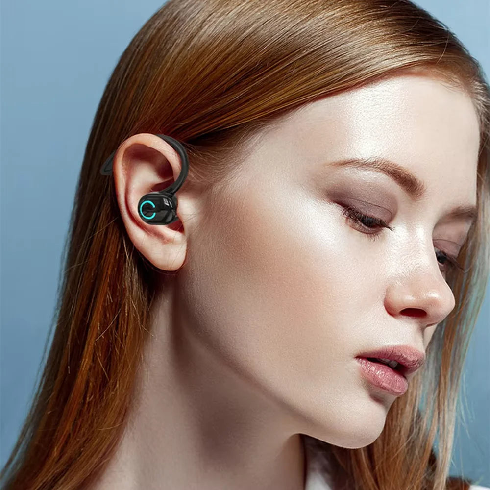 Bluetooth 5.2 Business Wireless Headphone Ear-Hook Mini HIFI Bass Noise Cancelling Earphone With Mic Sport Game Headset - TechElect