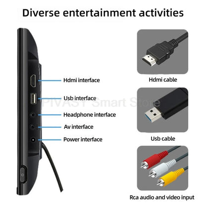 11.6 Inch Portable Mini Digital TV 1080P HDMI Handheld Car Television WIFI IPS HD Display Screen for Home Kitchen Outdoor Use Techelectronicx