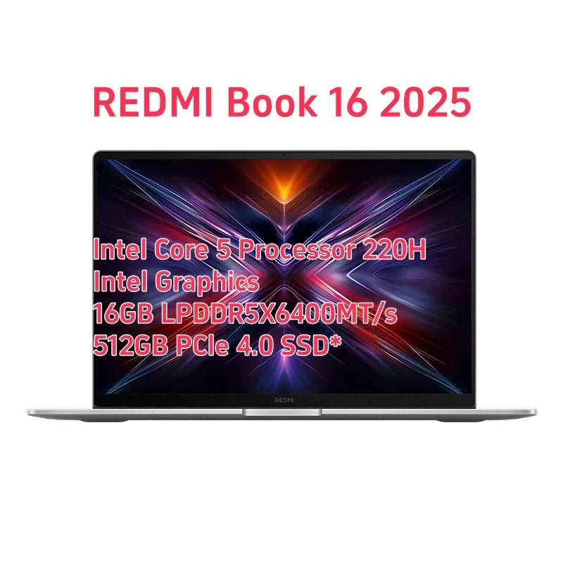 Xiaomi Redmi Book 16 2025 Laptop Intel Core 5 220H/210H Processor 16" Notebook 16G/32G DDR5+ 512G/1T SSD Study Office Ultrabook Techelectronicx