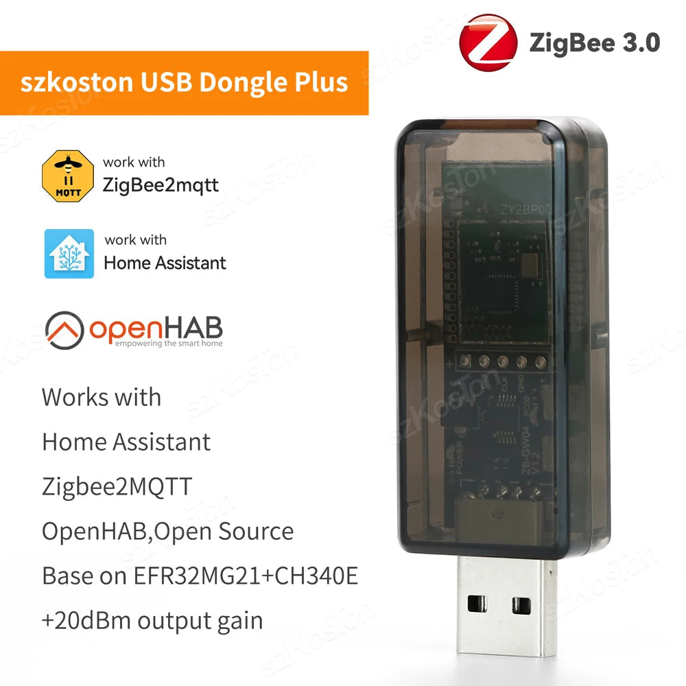 Zigbee 3.0 USB Dongle Plus EFR32MG21 Universal Open Source Zigbee Gateway Works with Home Assistant openHAB Zigbee2MQTT ZHA NCP Techelectronicx