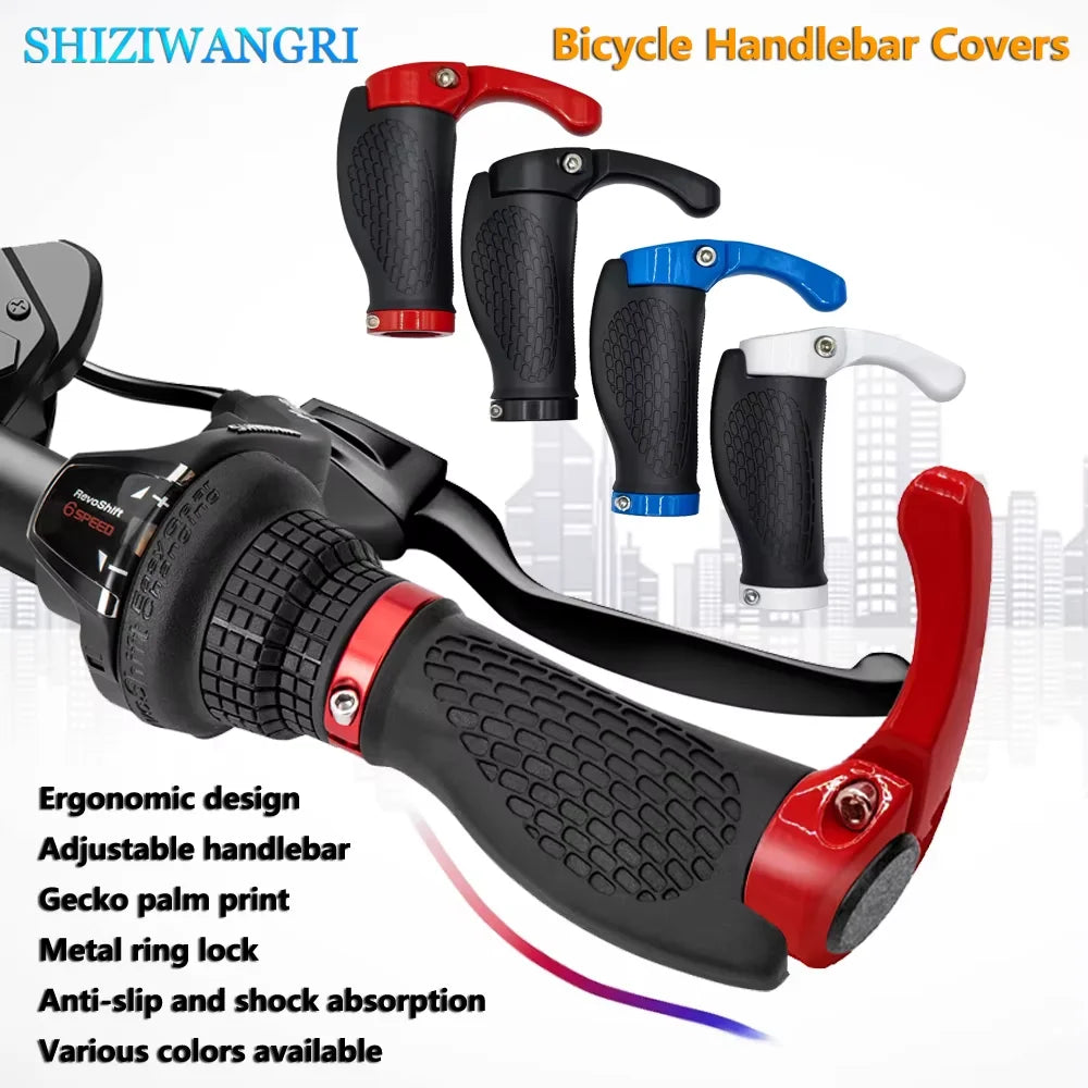 1 Pair Bicycle Handlebar Grip Long and Short Ergonomic Anti Skid Lock on Handle Cover with Bar Ends Grips MTB Bike Accessories TechElect