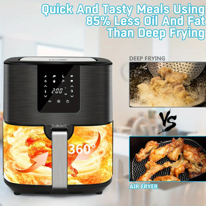 KitCook Large Air Fryer, 1500W 7QT AirFryer Cooker, Adjustable Temperature 100-400°F, 8 Presets Menu, Digital Touch Screen, Nons TechElect