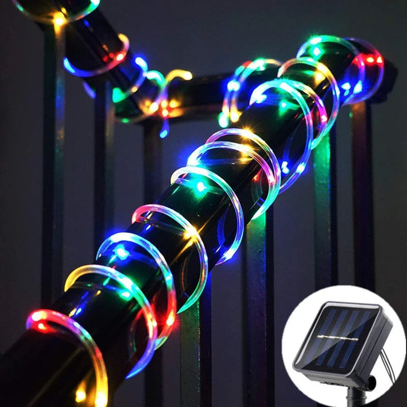 100/50/20Leds Solar Hose Rope String Lights Flexible Tube Fairy Led Lights Outdoor Villa Garden Christmas Halloween Home Decor Techelectronicx