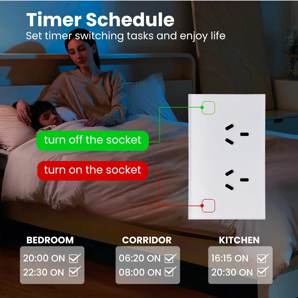 ZigBee Tuya Smart Wall Socket AU NZ ARG Electrical Plug Outlet Power Touch Switch Wireless Remote Contorl By Alexa Google Home Techelectronicx