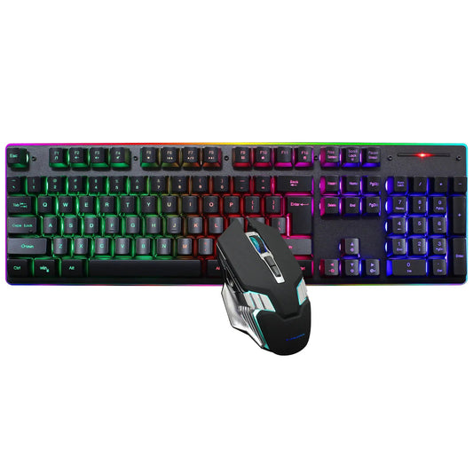 104 Keys RGB Computer Wireless USB Rechargeable Gaming Mechanical Keyboard And Mouse Combos Techelectronicx