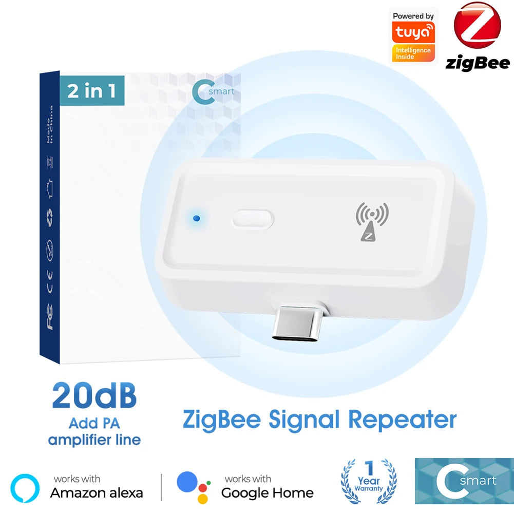 ZigBee Range Extender Works with ZigBee Gateway Hub Type C Smart Home Automation Devices Output Power Up To 20db for Home Office Techelectronicx