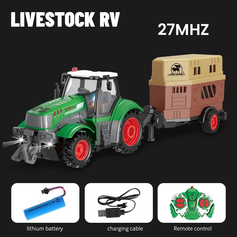 1/24 4Ch Rc Car with Light Remote Control Farmer Vehicle Simulated Electric Model Toys Engineering Vehicle Children Boys Gift Techelectronicx