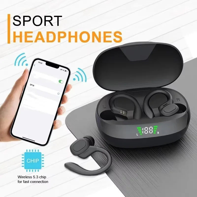 Original Wireless Earphones Ture Wireless Earbuds Ear Hook Sports HiFI Stereo Waterproof Headset With Mic TWS Headphone - TechElect