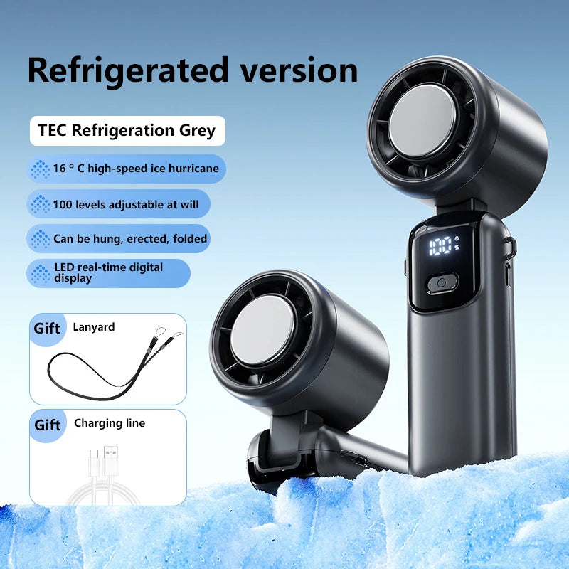 Xiaomi Ice Cooling Handheld Fan 100 Speeds Turbo Portable USB Desk Fan Foldable/Hangable for Outdoor Fast Chill Ice Compress New Techelectronicx