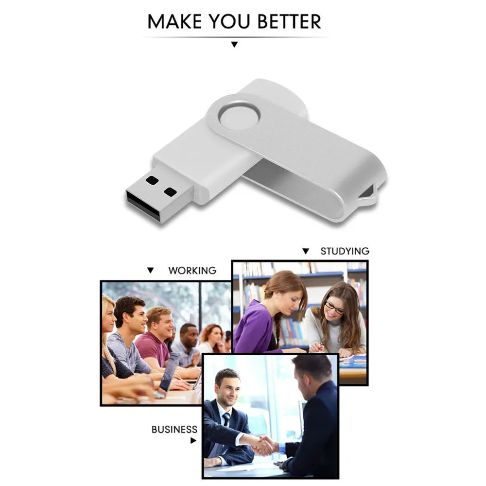 флешка usb 32GB Flash Drive 16 Giga Memory Stick Metal Jump Drive Swivel Pendrive Portable 64 128 GB cle usb 2.0 Pen Drives Techelectronicx