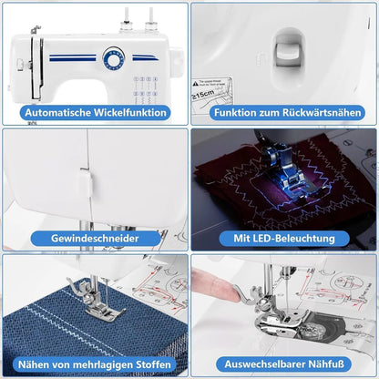 [Hot Sale] Mini Portable Sewing Machine 12 Stitches, Dual Speed Foot Pedal with Sewing Kit, Double Needle for Home/Travel TechElect