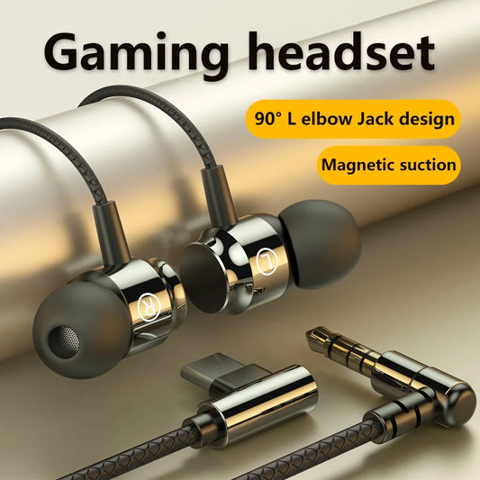 Falcon L Jack Magnetic Suction Wired Gaming Headset HiFi Bass Stereo 3.5mm Type-C Music Headset For Phone Computer Mic Headset - TechElect
