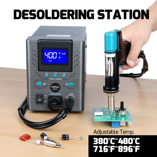 YIHUA 948D-I 110W Desoldering Station vacuum pump Suction Tin Gun Hot Air Gun welding sucker LCD Electric Soldering Iron Station TechElect