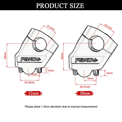 1 Pair Motorcycle Universal Handlebar Riser Bar Mount Handle Clamp Universal 28mm 1 1/8" 22mm 7/8" For Honda BMW YAMAHA Suzuki Techelectronicx