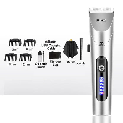 Youpin RIWA Hair Clipper Professional Electric Trimmer For Men With LED Screen Washable Rechargeable Men Strong Power Steel Head Techtronicx