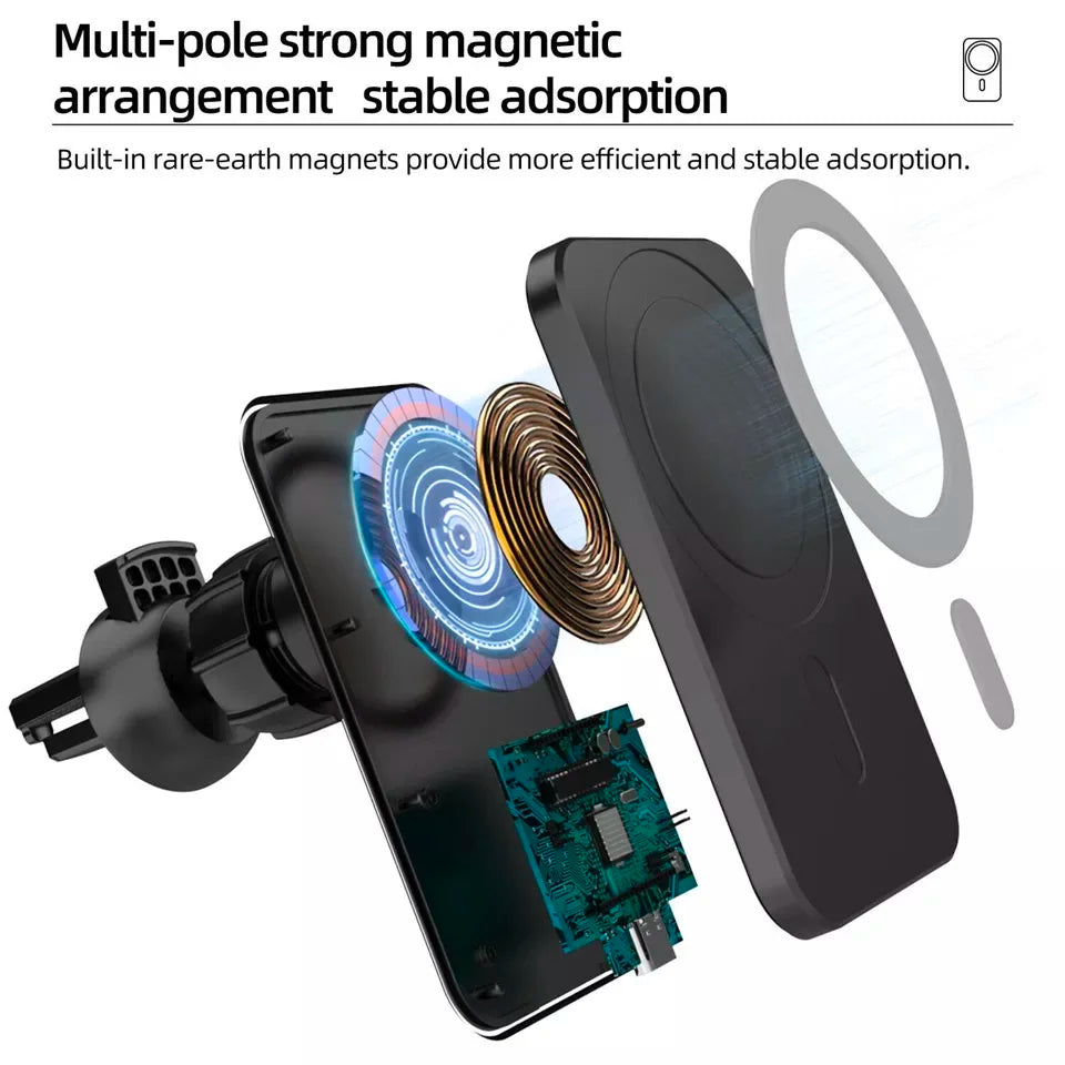 Wireless Charger Magnetic Car phone Holder for iPhone 14 13 Pro Max 12 Phone Accessories 30W Fast Charging Induction Adapter Techelectronicx
