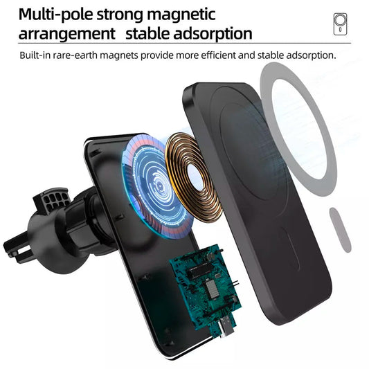 Wireless Charger Magnetic Car phone Holder for iPhone 14 13 Pro Max 12 Phone Accessories 30W Fast Charging Induction Adapter Techelectronicx