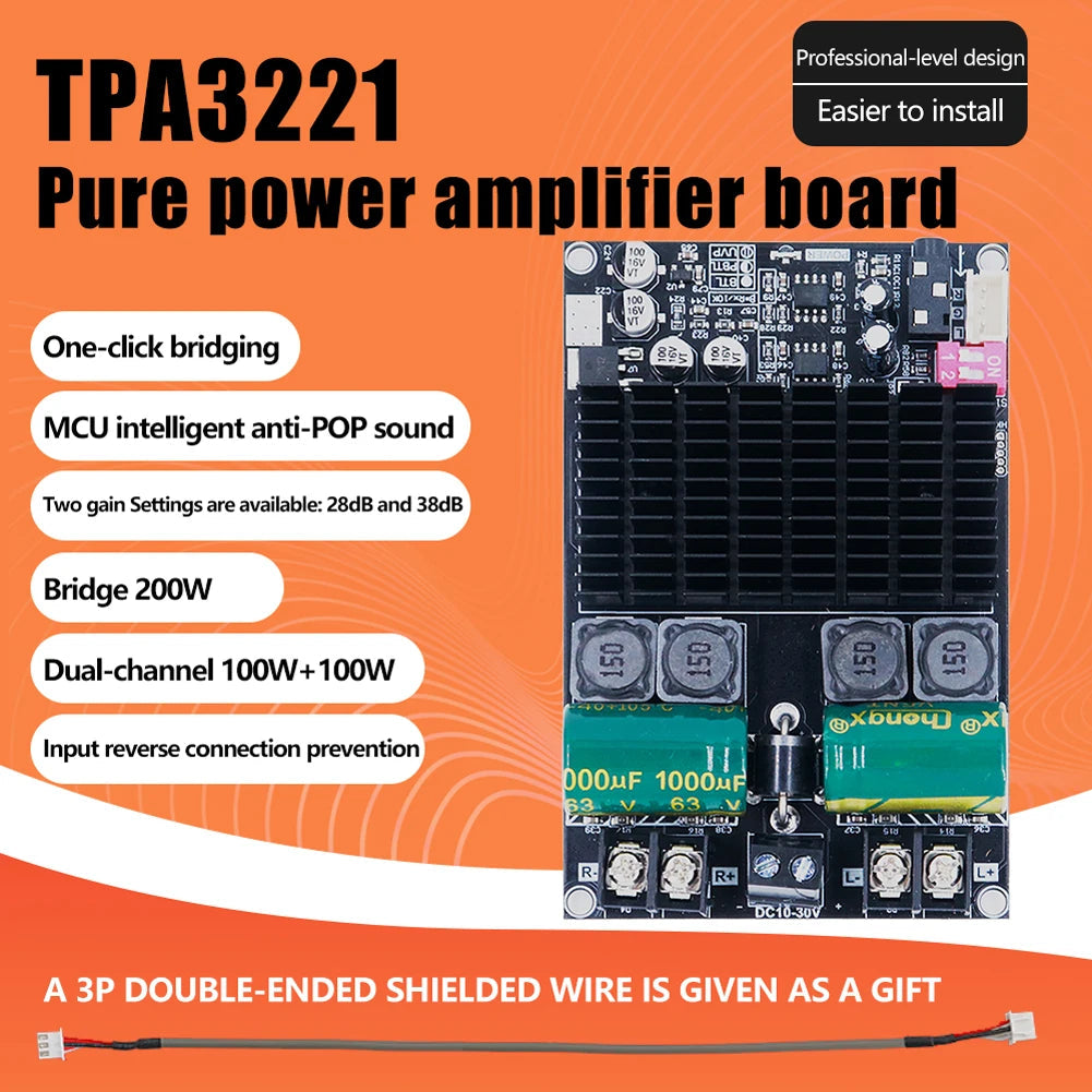 ZK-2001 TPA3221 Pure Rear Stage Digital Power Amp Board Stereo Audio Amp DC 10-30V 200W AMP Bridged Mono Subwoofer Speaker Techelectronicx