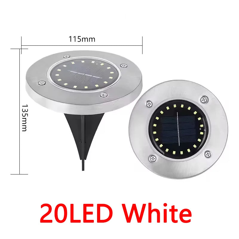 1/4/8Pack Solar Lights Outdoor 8/20LEDs Disk Underground Lamp Spotlight Buried Solar Light for Home Garden Lawn Yard Decoration Techelectronicx